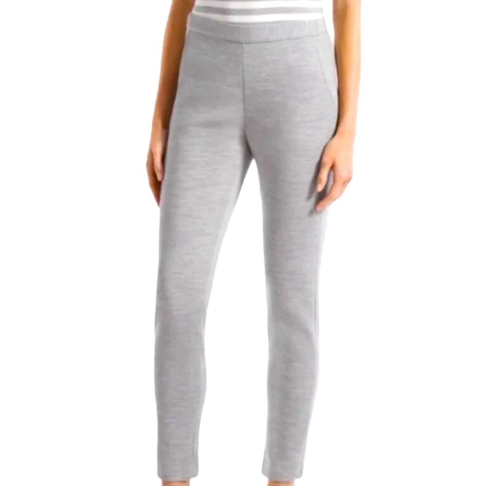 St. John Designer Pants Luxe Milano 100% Soft Brushed Wool Gray Pull On XL HTF